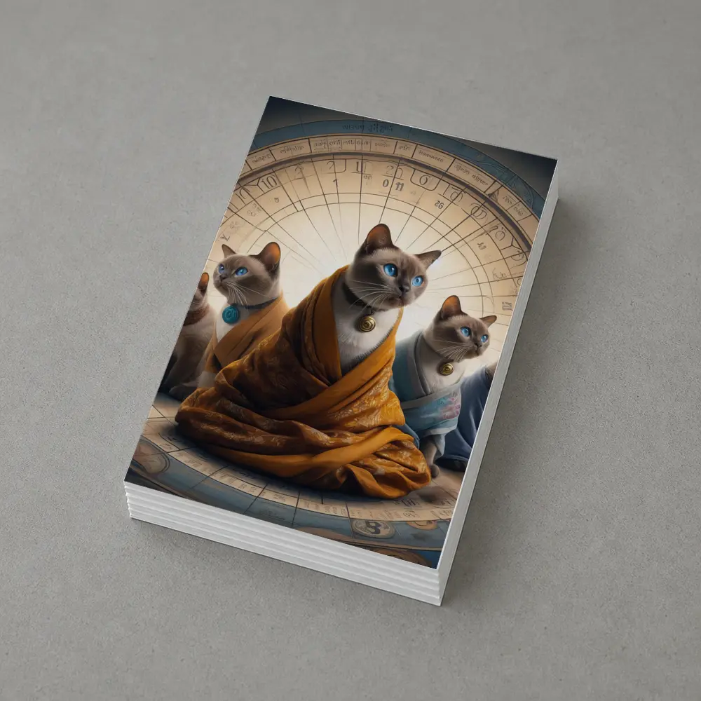 Siamese Cats Robed Zodiac Wheel Background – Postcards