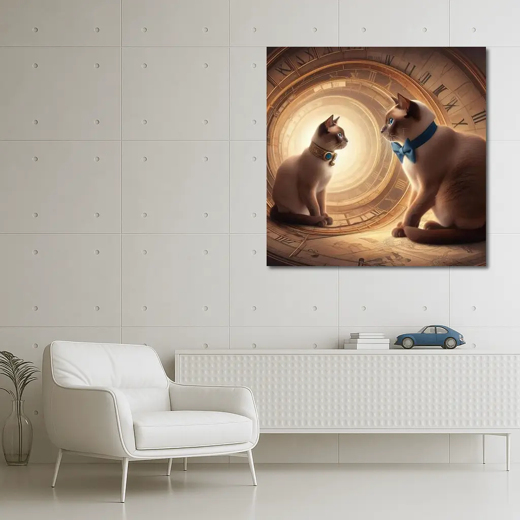 Siamese Cats Blue Eyes Giant Clock – Wall Art
