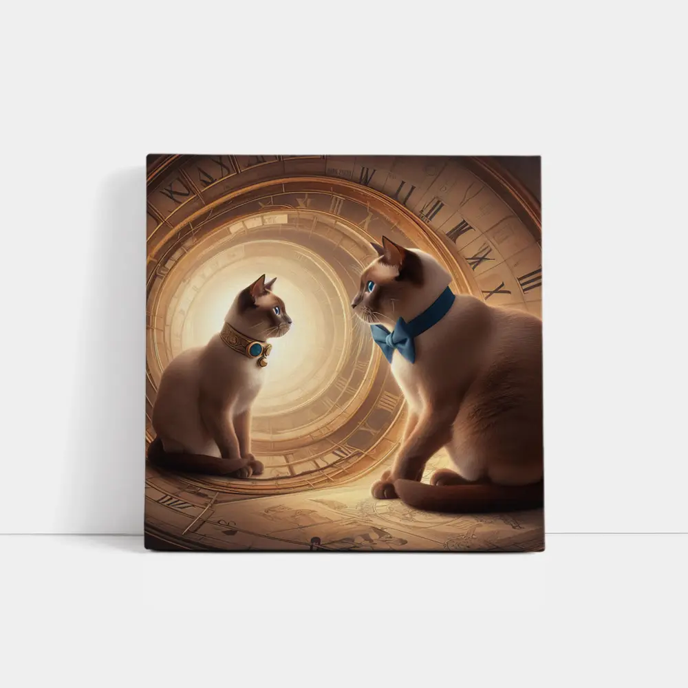 Siamese Cats Blue Eyes Giant Clock – Wall Art