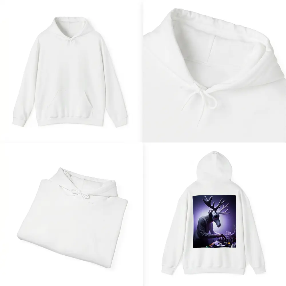 Deer DJ Spinning Tracks Purple Club Night – Hoodies