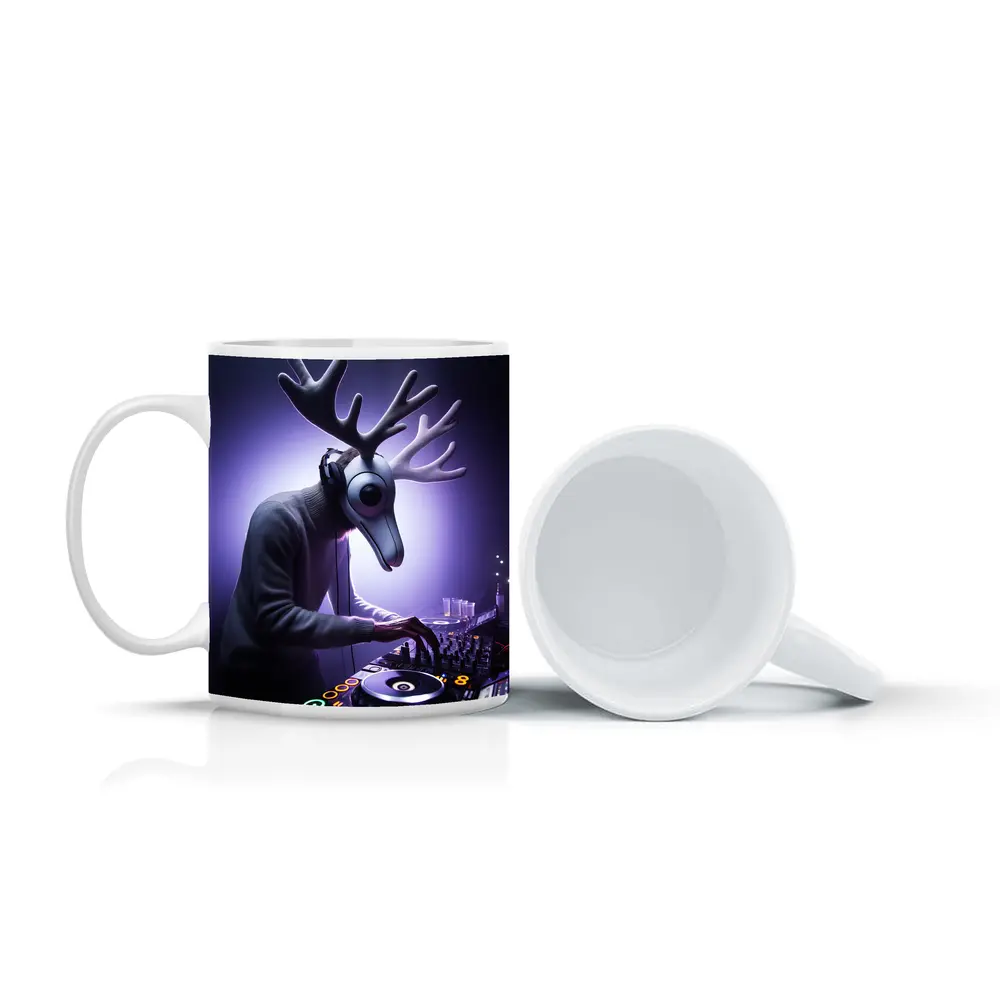 Deer DJ Spinning Tracks Purple Club Night – Mugs