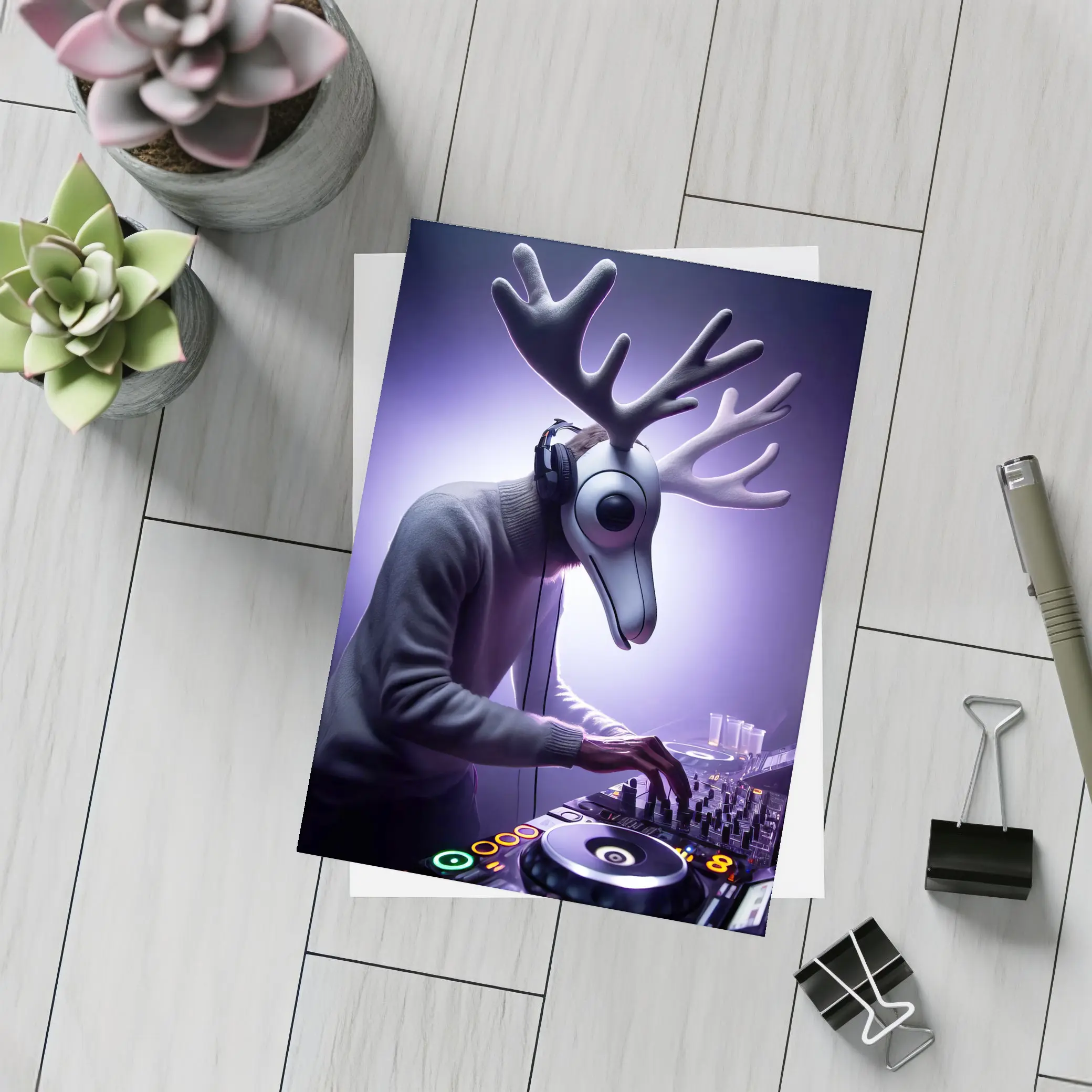 Deer DJ Spinning Tracks Purple Club Night – Postcards