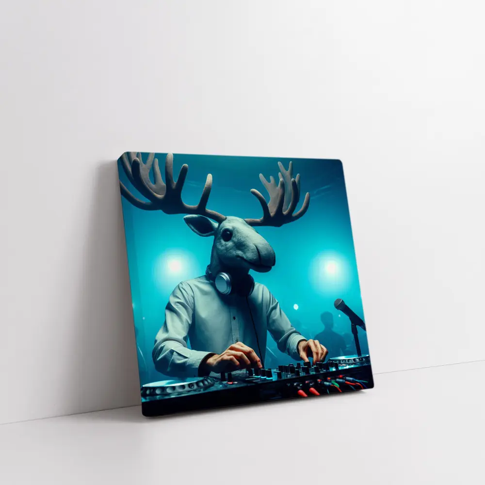 Moose DJ Spinning Records Club Night – Wall Art