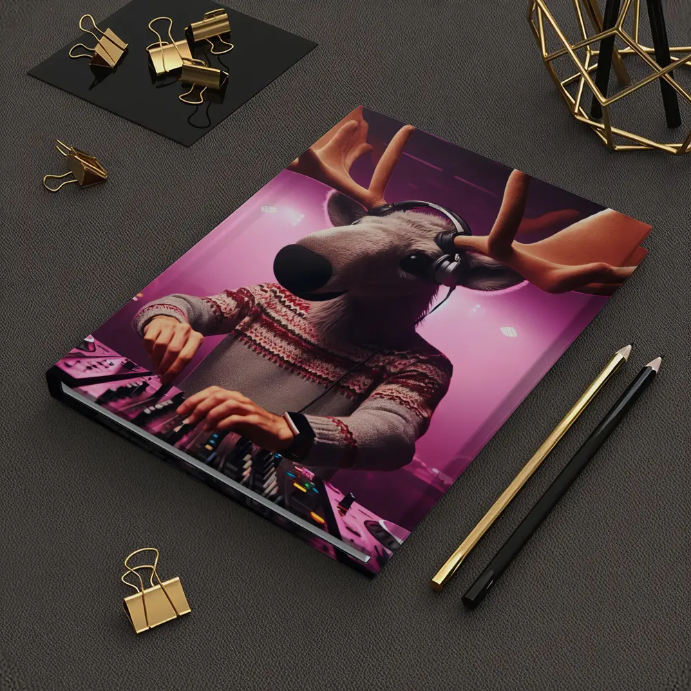 Moose DJ Spinning Records Pink Neon Club – Notebooks