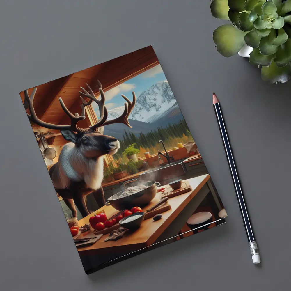 Caribou Cooking in Mountain Cabin Kitchen – Notebooks