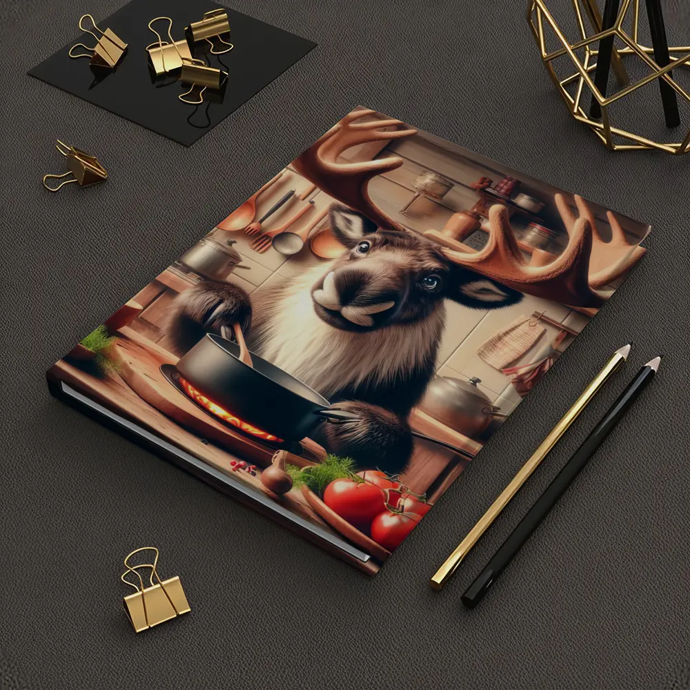 Moose Chef Cooking in Rustic Kitchen – Notebooks