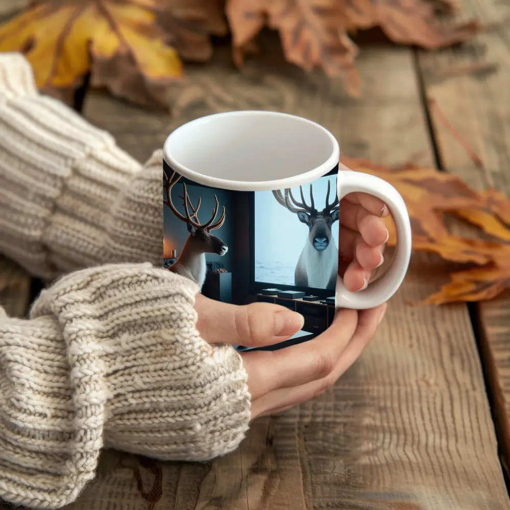 Caribou Watching Himself On Big Screen – Mugs