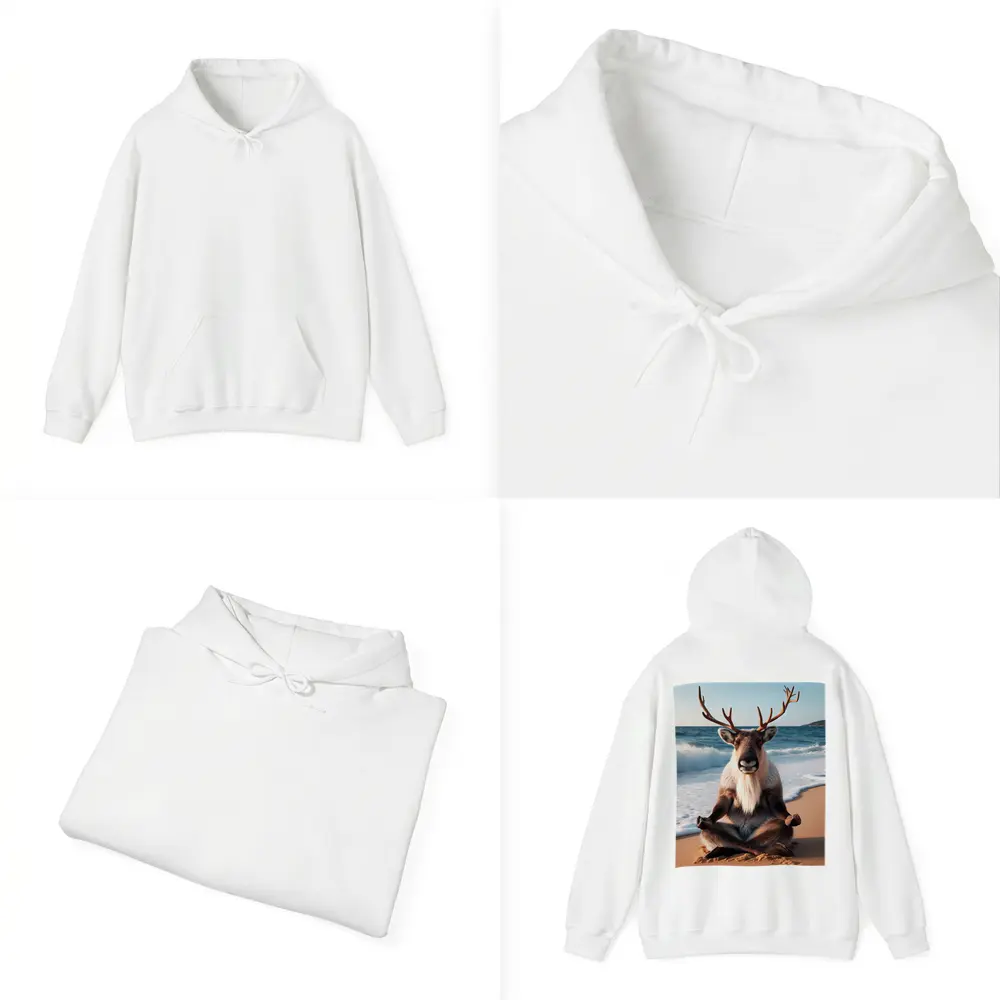 Reindeer Meditating on Sunny Beach – Hoodies