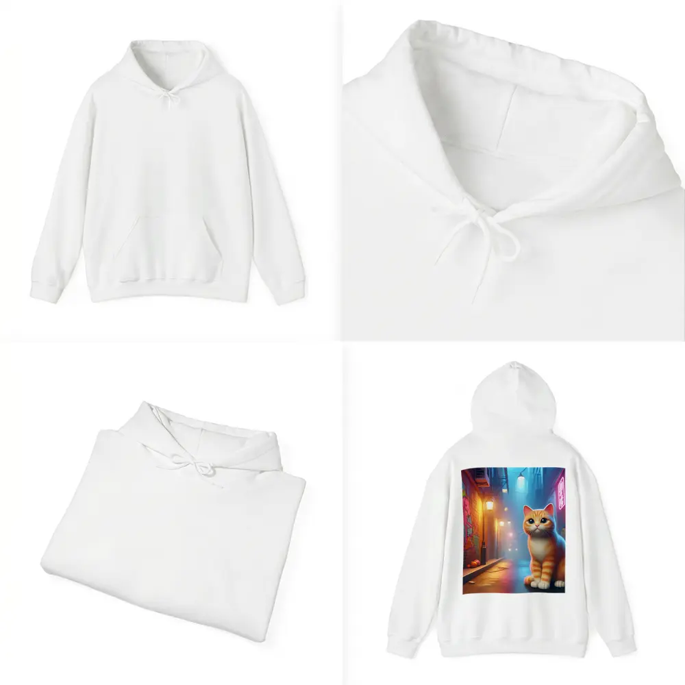 Orange Tabby Cat Neon Alley Graffiti Street – Hoodies