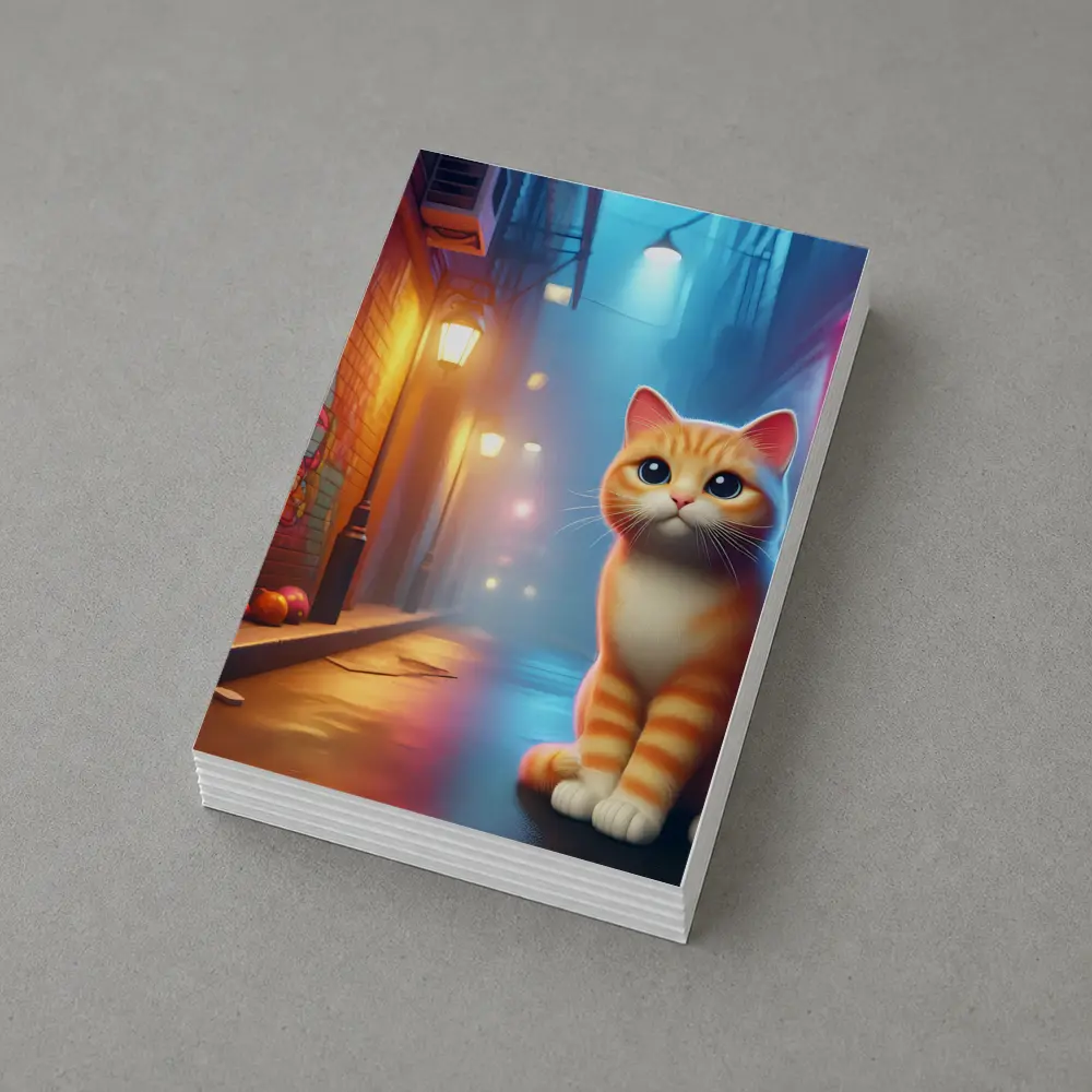 Orange Tabby Cat Neon Alley Graffiti Street – Postcards