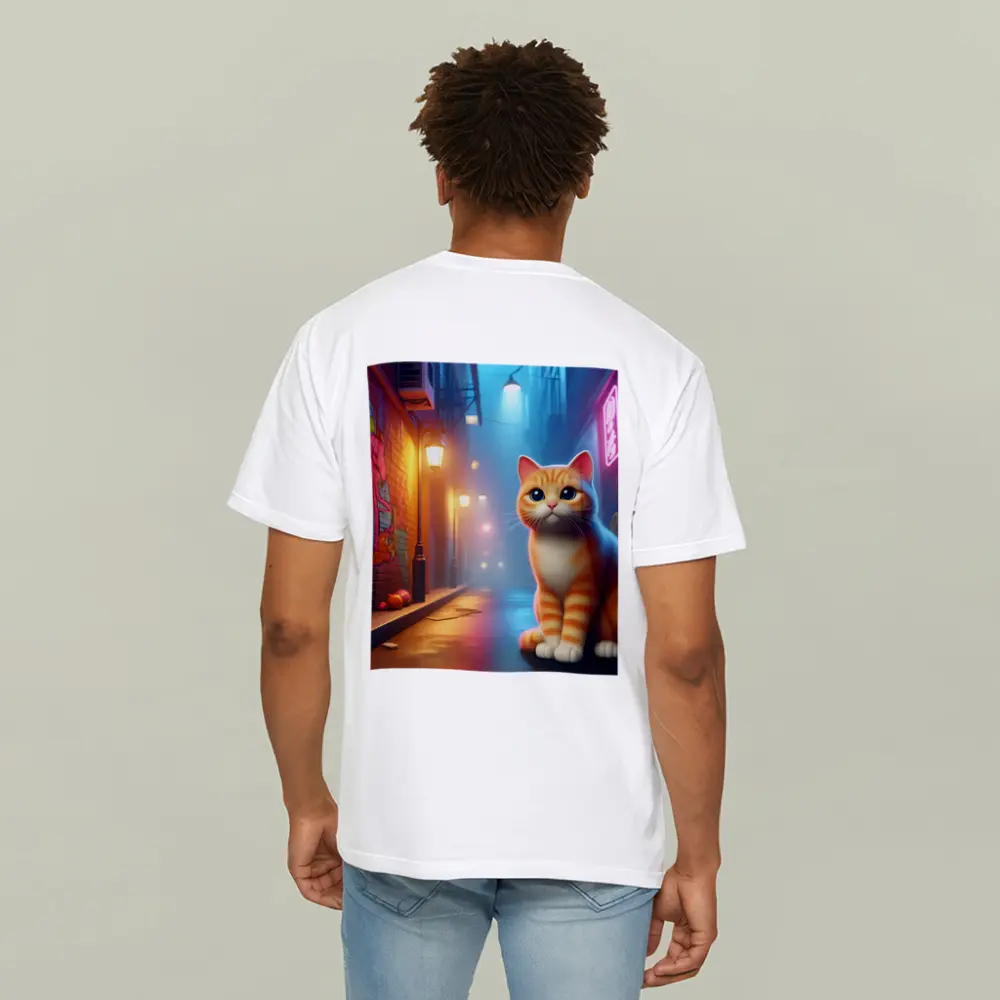Orange Tabby Cat Neon Alley Graffiti Street – T-Shirts