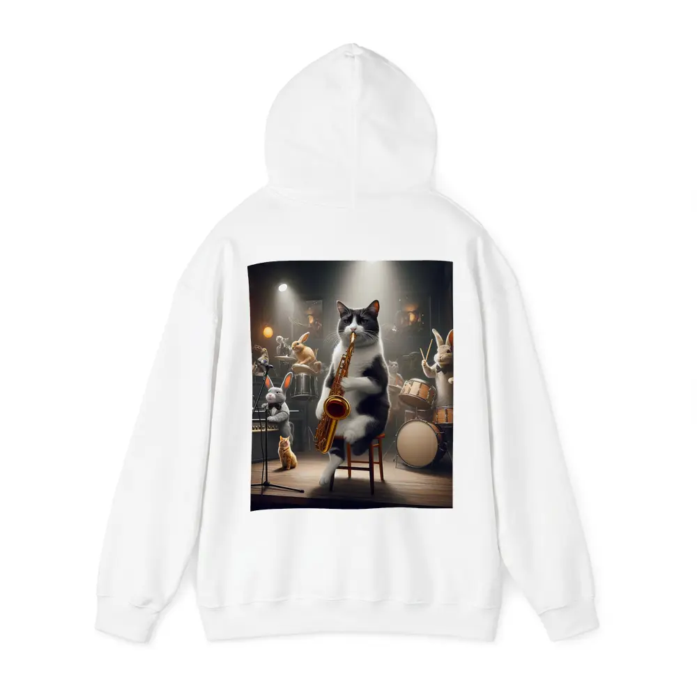 Cat Playing Saxophone Jazz Club Stage – Hoodies