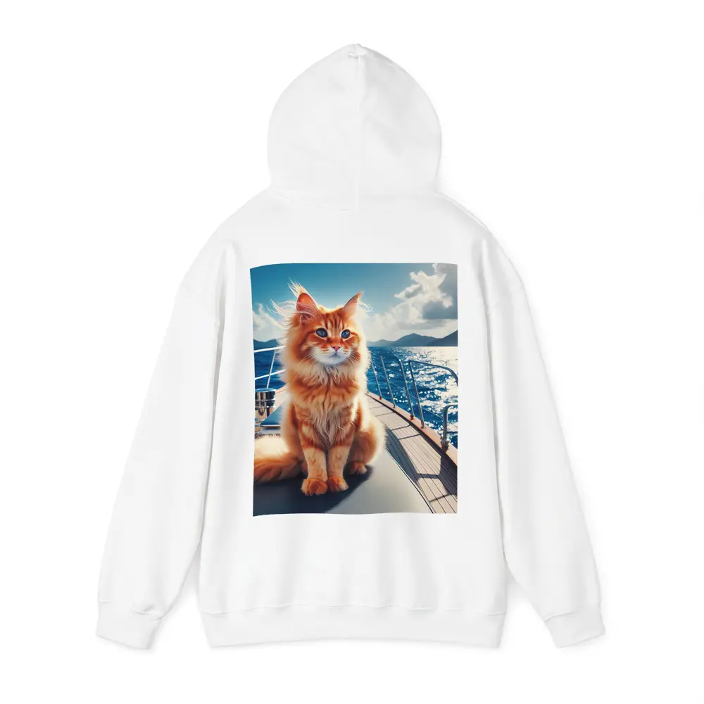 Orange Maine Coon Cat On Sailing Yacht – Hoodies