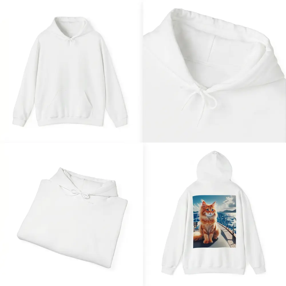 Orange Maine Coon Cat On Sailing Yacht – Hoodies