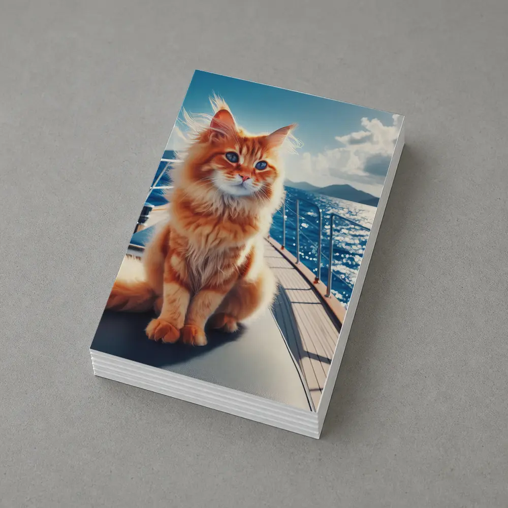 Orange Maine Coon Cat On Sailing Yacht – Postcards