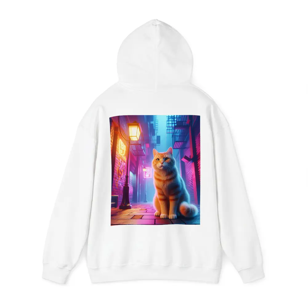 Orange Tabby Cat Neon City Alley – Hoodies