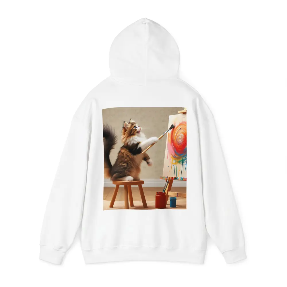 Fluffy Cat Painting Colorful Canvas Art – Hoodies