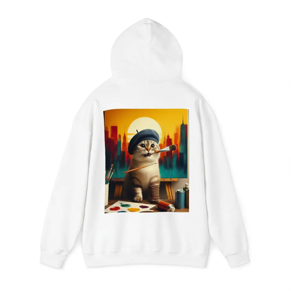 Scottish Fold Cat Artist Painting City – Hoodies