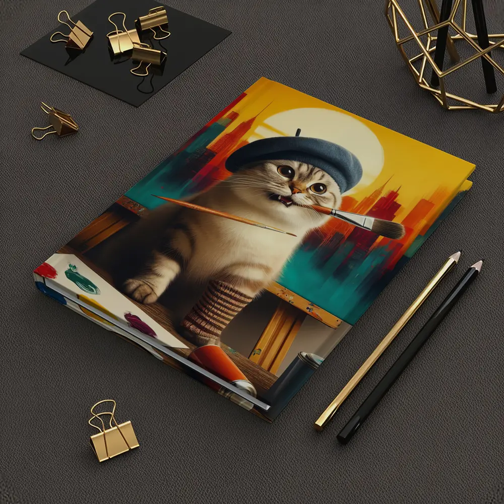 Scottish Fold Cat Artist Painting City – Notebooks