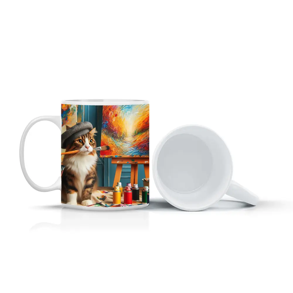 Tabby Cat Artist Beret Painting Studio – Mugs