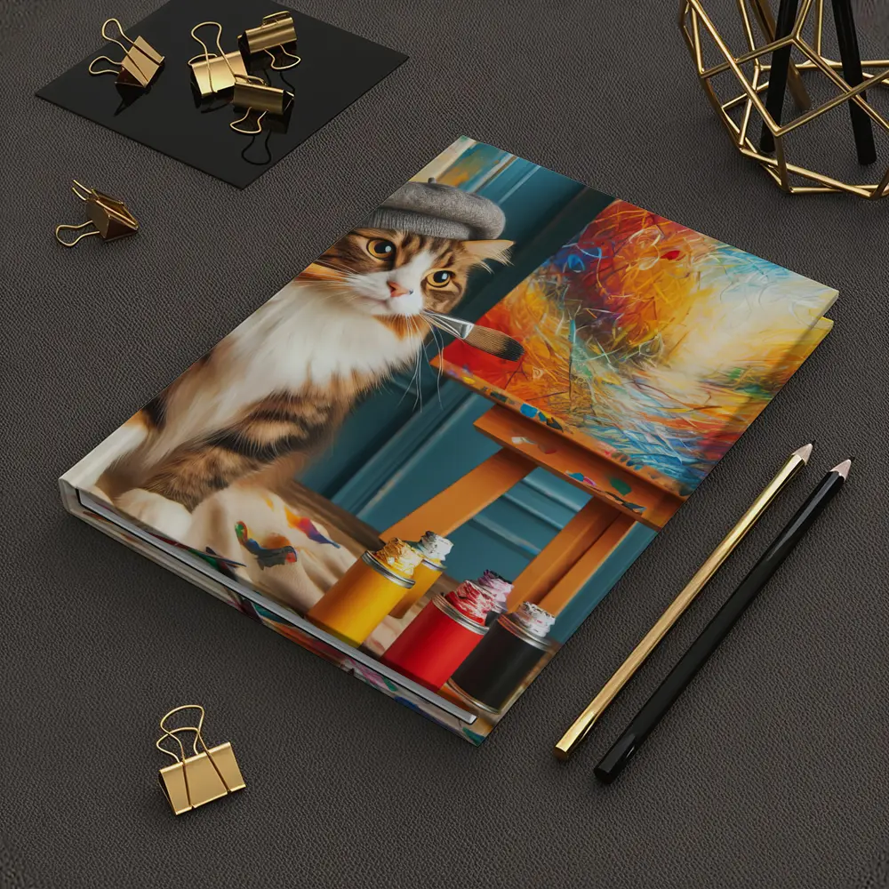 Tabby Cat Artist Beret Painting Studio – Notebooks