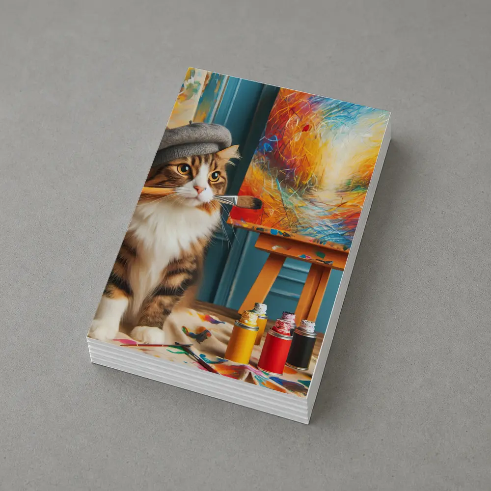 Tabby Cat Artist Beret Painting Studio – Postcards