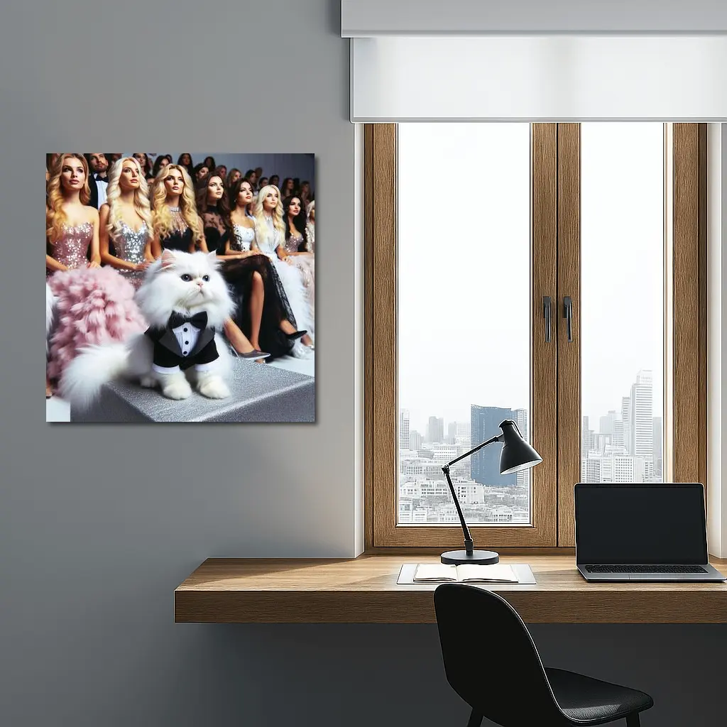 White Persian Cat Tuxedo Fashion Show – Wall Art