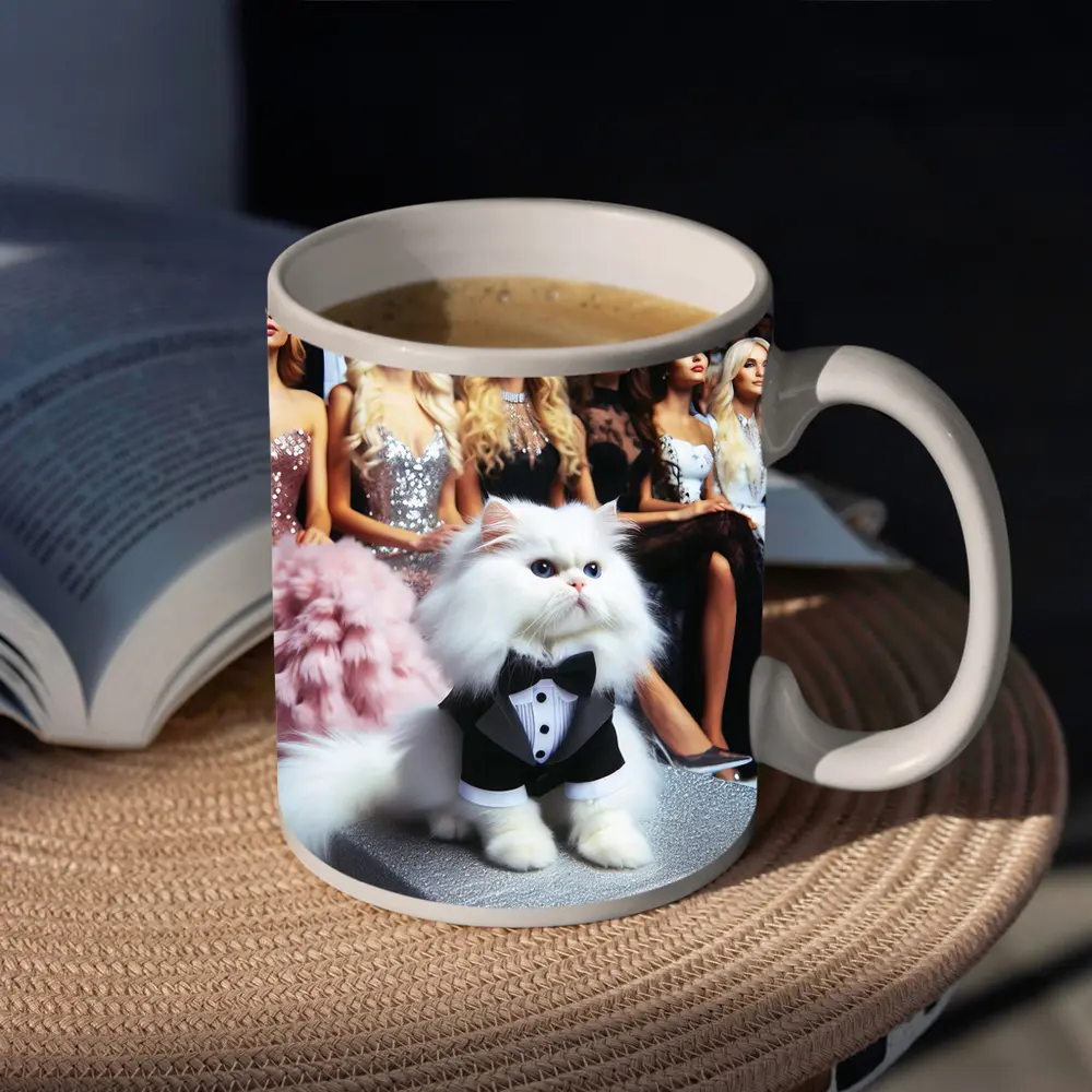White Persian Cat Tuxedo Fashion Show – Mugs