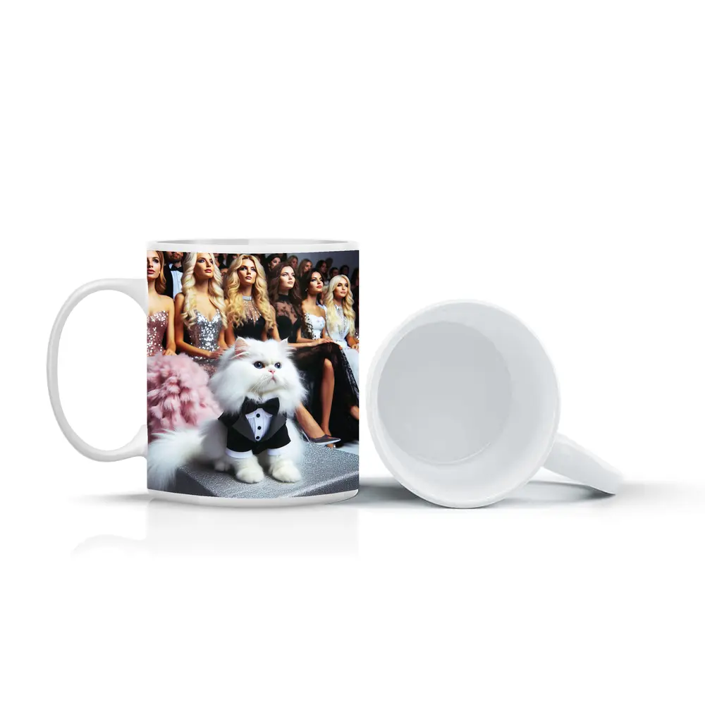 White Persian Cat Tuxedo Fashion Show – Mugs