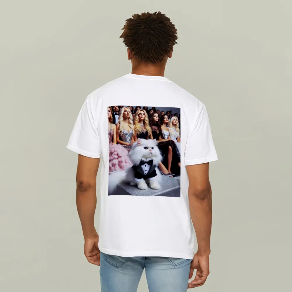 White Persian Cat Tuxedo Fashion Show – T-Shirts