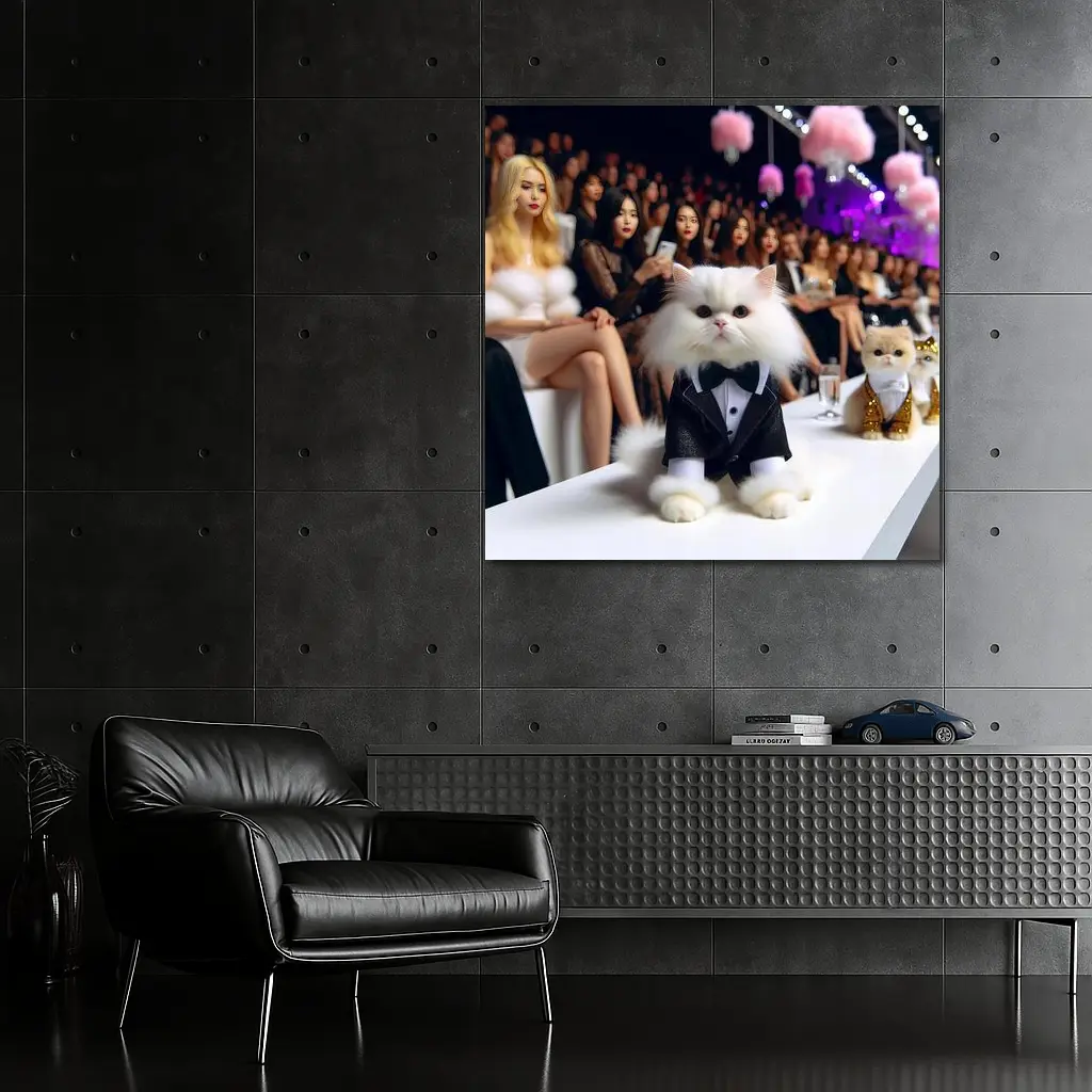 Persian Cat Tuxedo Fashion Show Runway – Wall Art