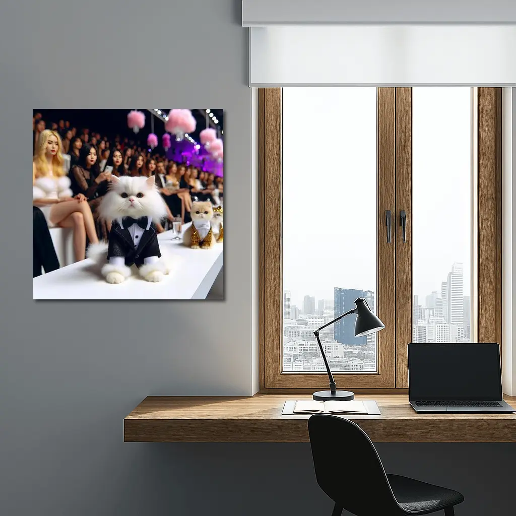 Persian Cat Tuxedo Fashion Show Runway – Wall Art