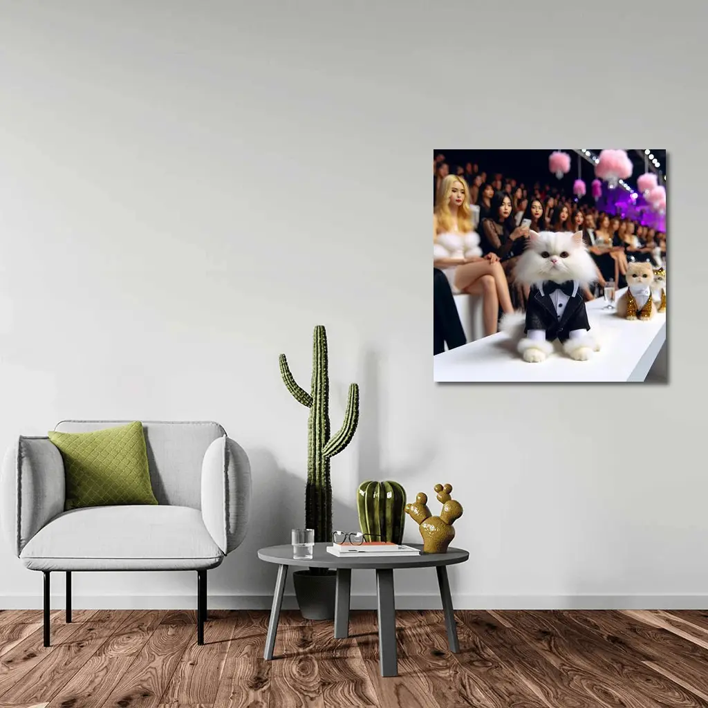 Persian Cat Tuxedo Fashion Show Runway – Wall Art