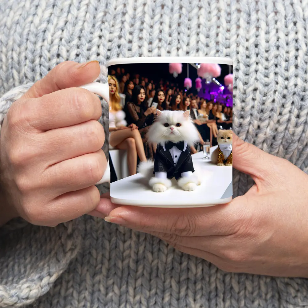 Persian Cat Tuxedo Fashion Show Runway – Mugs