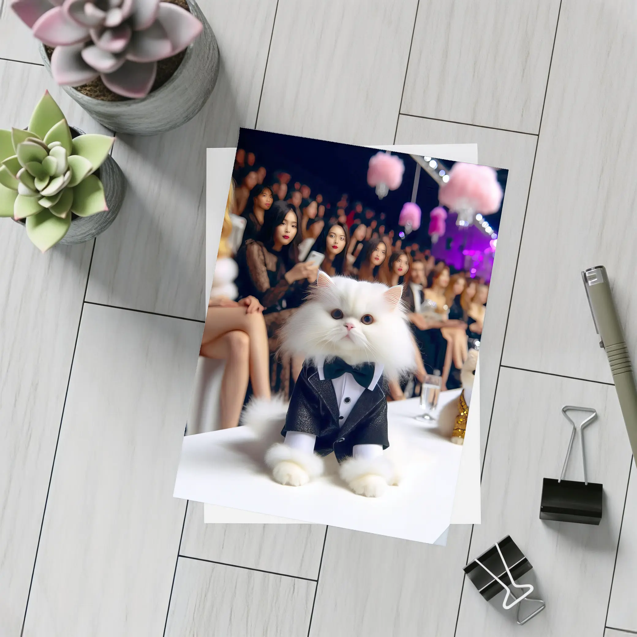 Persian Cat Tuxedo Fashion Show Runway – Postcards