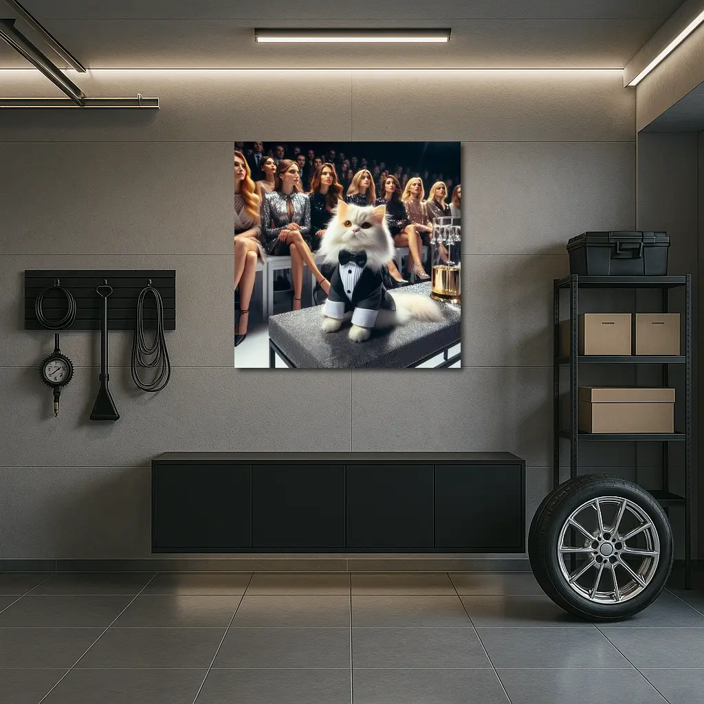 Persian Cat Tuxedo Fashion Show Audience – Wall Art