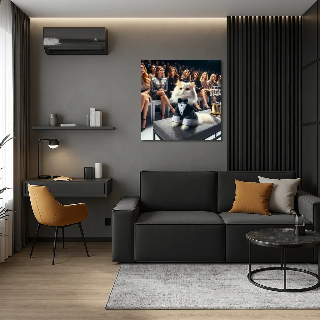 Persian Cat Tuxedo Fashion Show Audience – Wall Art