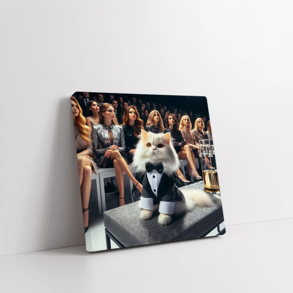 Persian Cat Tuxedo Fashion Show Audience – Wall Art