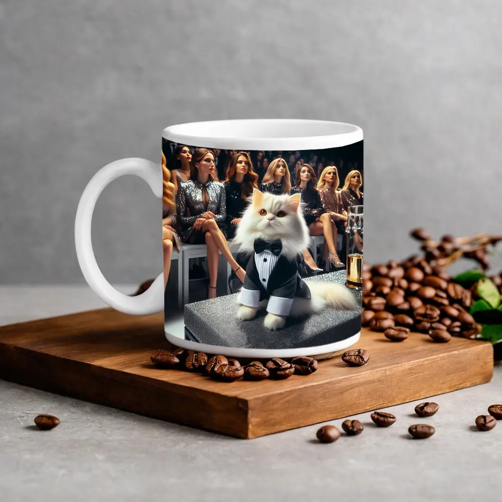 Persian Cat Tuxedo Fashion Show Audience – Mugs