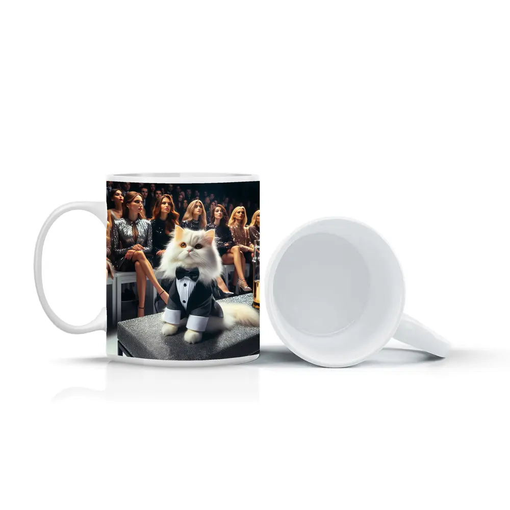 Persian Cat Tuxedo Fashion Show Audience – Mugs