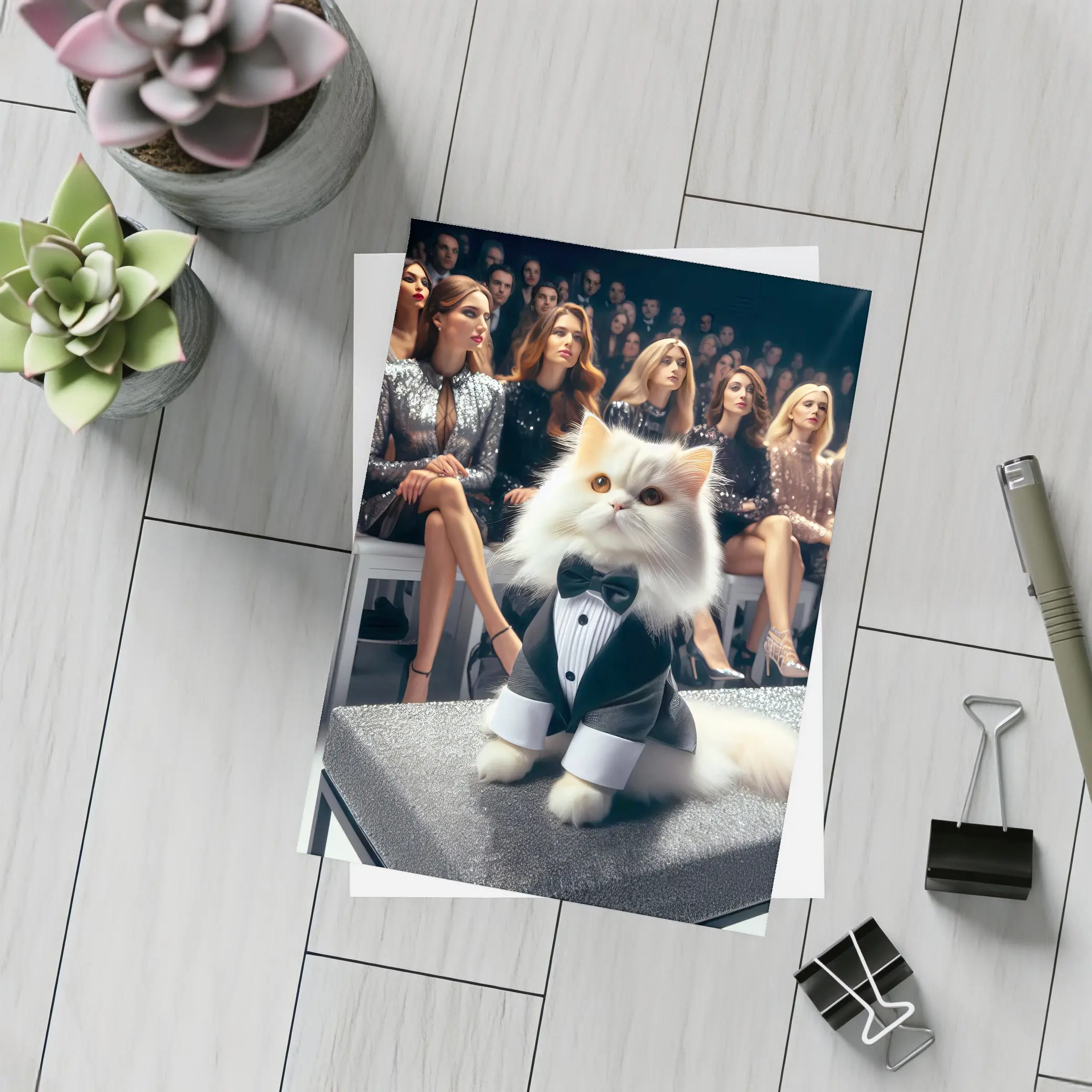 Persian Cat Tuxedo Fashion Show Audience – Postcards