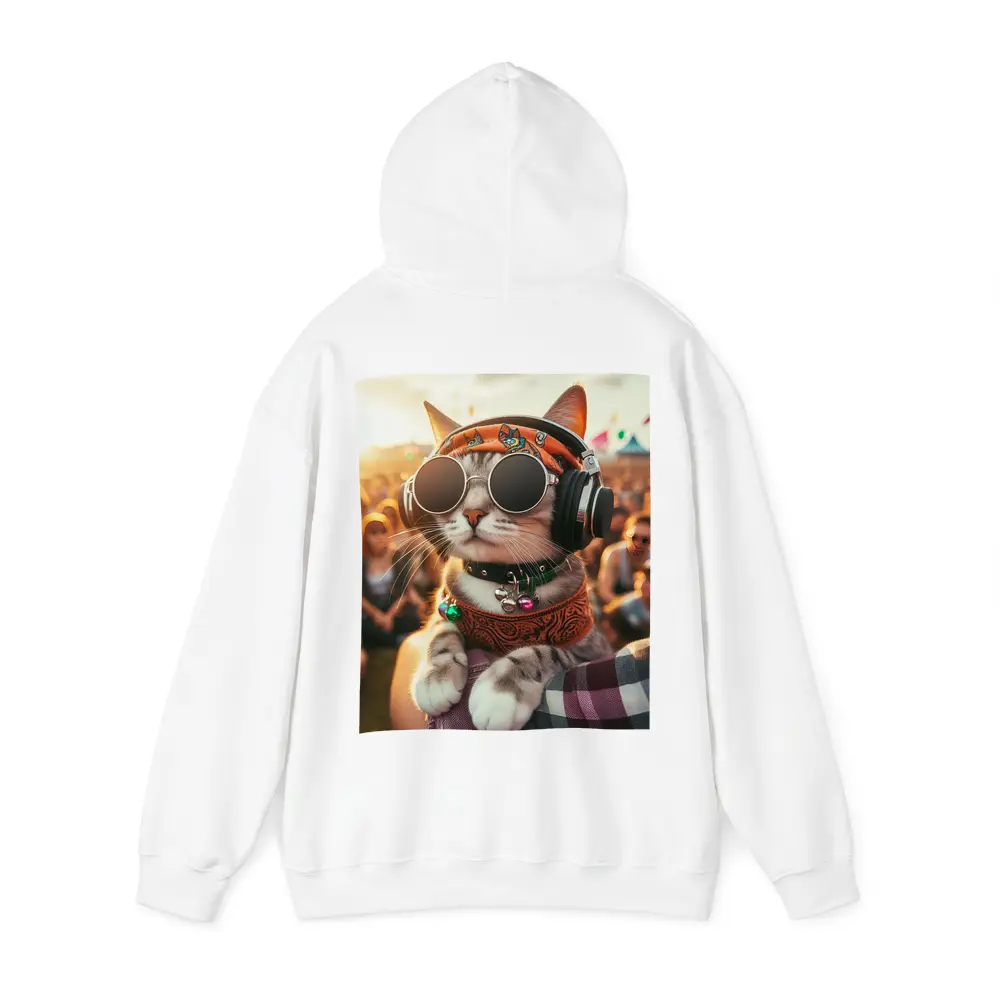 Festival Cat Wearing Sunglasses and Headphones – Hoodies