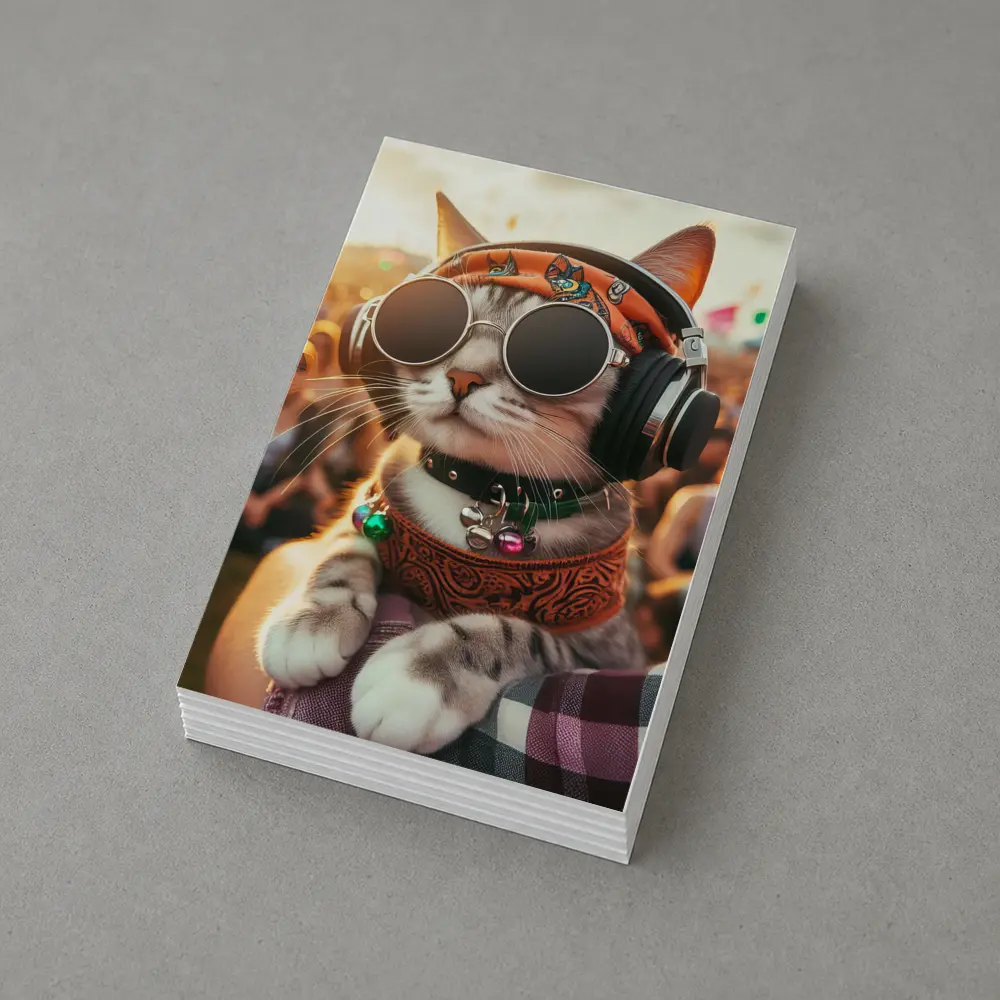 Festival Cat Wearing Sunglasses and Headphones – Postcards
