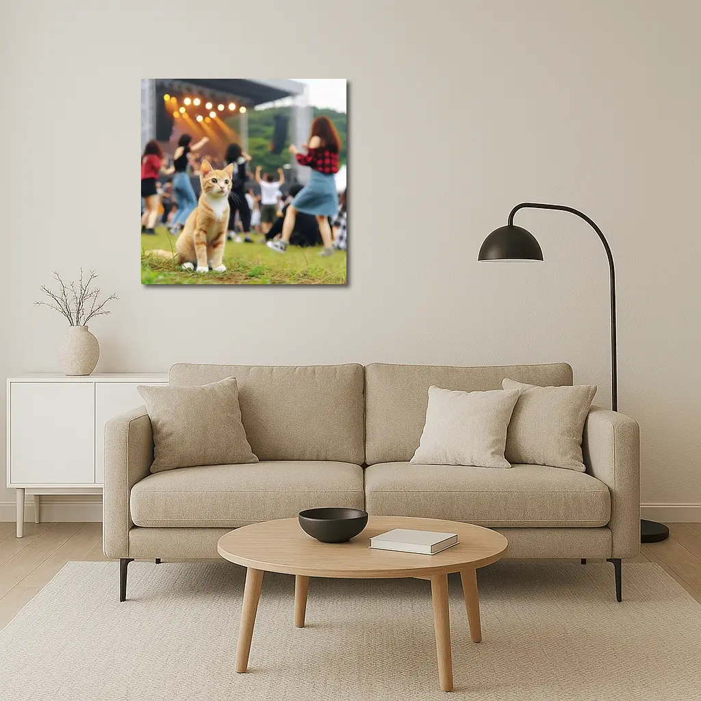 Orange Tabby Kitten at Outdoor Music Festival – Wall Art