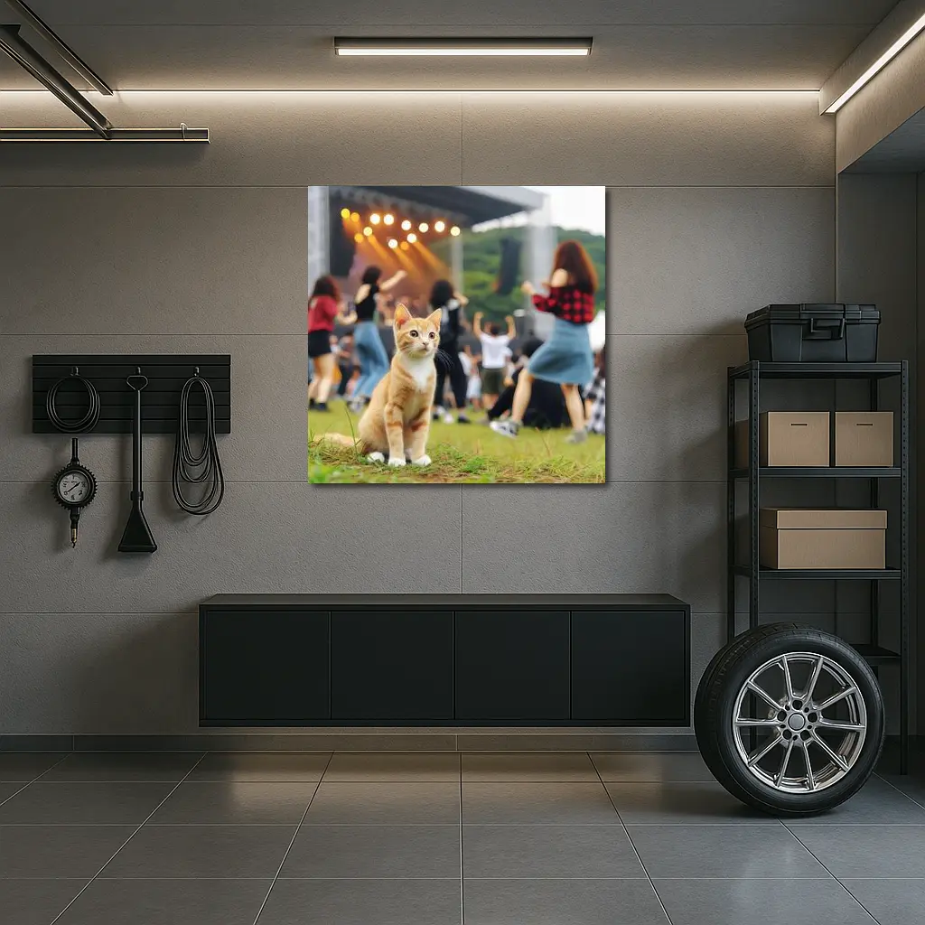 Orange Tabby Kitten at Outdoor Music Festival – Wall Art