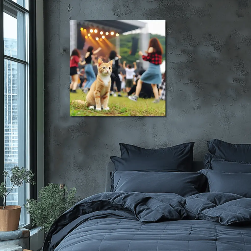 Orange Tabby Kitten at Outdoor Music Festival – Wall Art