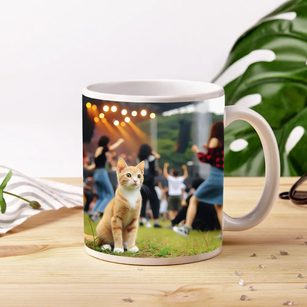 Orange Tabby Kitten at Outdoor Music Festival – Mugs