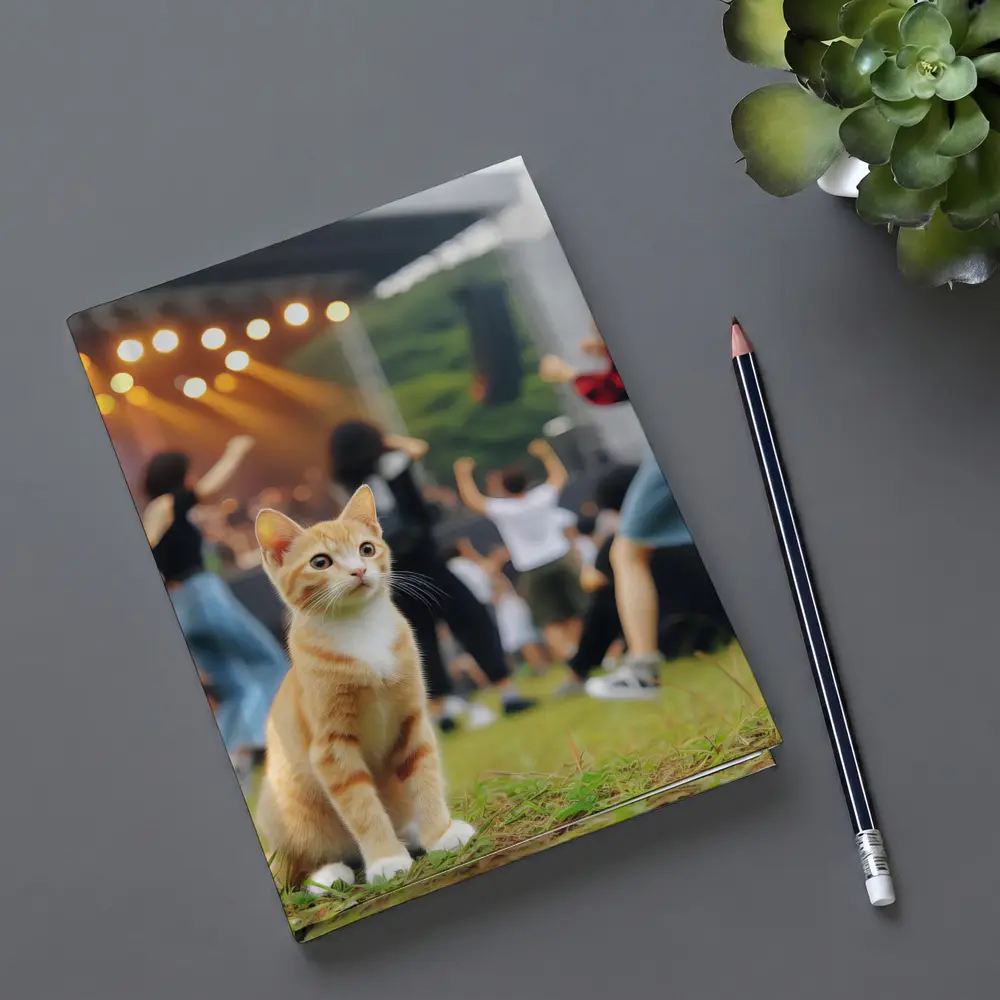 Orange Tabby Kitten at Outdoor Music Festival – Notebooks
