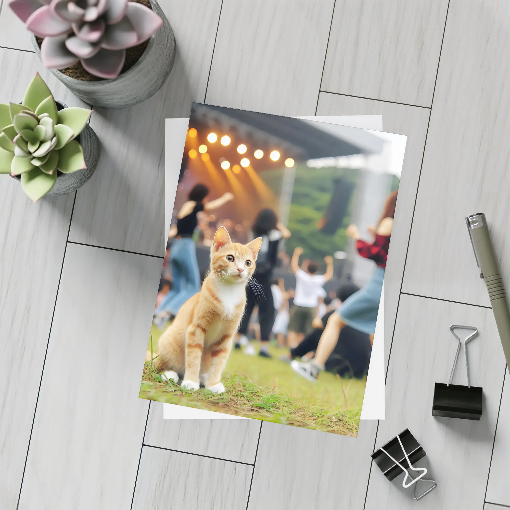 Orange Tabby Kitten at Outdoor Music Festival – Postcards