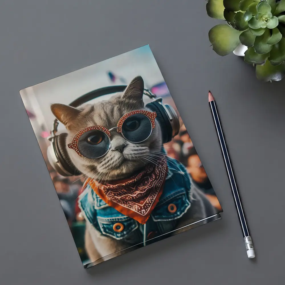 Cool Cat DJ Headphones Music Festival Crowd – Notebooks